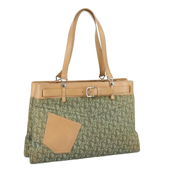 DIOR Trotter Canvas Tote Bag Khaki Beige Silver - Picture 1 of 16